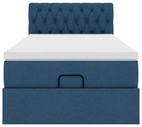 Cama otomana com colchão 90x200 cm tecido azul