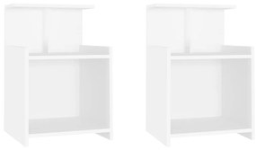 Mesas de cabeceira 2 pcs 40x35x60 cm contraplacado branco