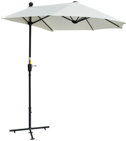 Outsunny Chapéu de Sol de Parede 190x200x240cm Chapéu de Sol de Jardim com Manivela Mastro de Aço Base Cruzada e Proteção Solar para Terraço Balcão Creme