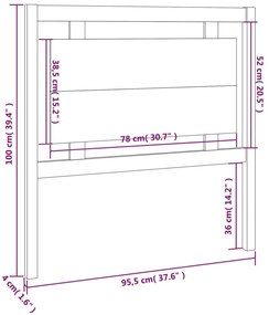Cabeceira de cama 95,5x4x100 cm pinho maciço preto