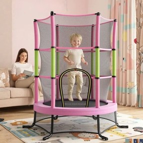 Trampolim infantil de 174 cm com rede de segurança e cobertura para os bordos rosa