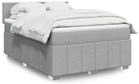 vidaXL Cama com molas/colchão 140x190 cm tecido cinzento-claro