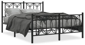 Estrutura de cama com cabeceira e pés 140x200 cm metal preto