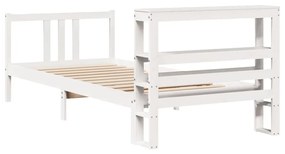 Estrutura de cama com cabeceira 90x200 cm pinho maciço branco