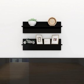 vidaXL Estantes de parede 2 pcs 60x11,5x18 cm contraplacado preto