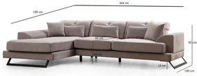 Sofá de Canto Frido – Cinzento Claro – 304 cm x 190 cm