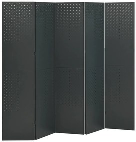 vidaXL Divisória de quarto com 5 painéis aço 200x180 cm antracite