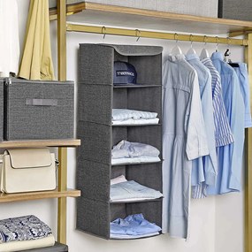 Estante suspensa para arrumação para guarda roupa 30 x 30 x 90 cm cinzento