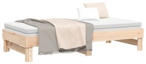 Sofá-cama de puxar 2x(75x190) cm madeira de pinho maciça