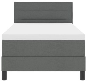 Cama Box Spring com Colchão &amp; LED Cinza Escuro 80x200 cm Tecido