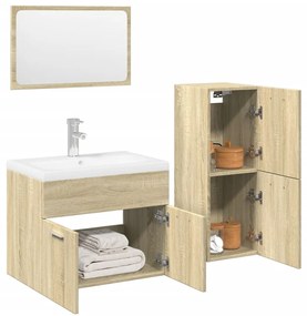 vidaXL 4 pcs conj. móveis casa banho derivados madeira carvalho sonoma