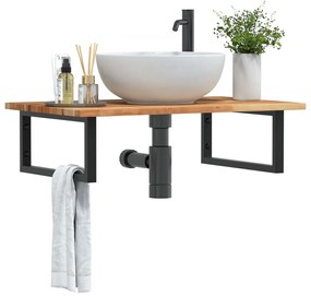 vidaXL Prateleira de parede p/ lavatório aço/madeira de acácia maciça