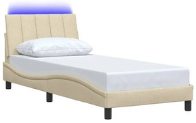 Estrutura de cama sem colchão 90x190 cm tecido creme