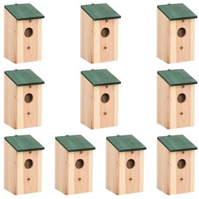 Casas para pássaros 10 pcs 12x12x22 cm madeira de abeto maciça