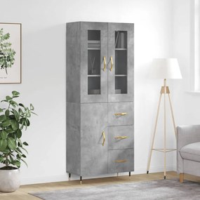 vidaXL Armário alto 69,5x34x180 cm derivados de madeira cinza cimento