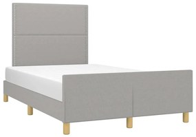 Estrutura de cama c/ cabeceira 120x200 cm tecido cinza-claro