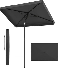 Guarda sol de Exterior Retangular, 200 x 130 cm (BASE NÃO INCLUIDA), Inclinação Bidirecional de 30°, Cinzento