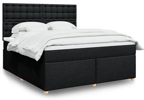 vidaXL Cama com molas/colchão 180x200 cm tecido preto