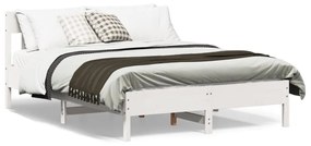 Estrutura de cama c/ cabeceira 150x200 cm pinho maciço branco