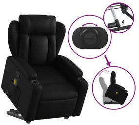 Poltrona massagens reclinável elevatória couro artificial preto