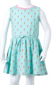 Vestido de criança com cordão menta-claro 128
