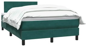 Cama boxspring com colchão 120x210 cm veludo verde-escuro