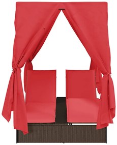 Cama Loungue Dupla Castanho Largo Rattan e Poliéster