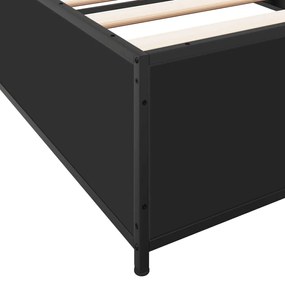 Estrutura de cama 90x190 cm derivados de madeira e metal preto