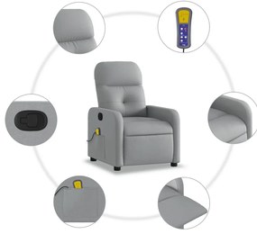Poltrona de massagens reclinável tecido cinzento-claro