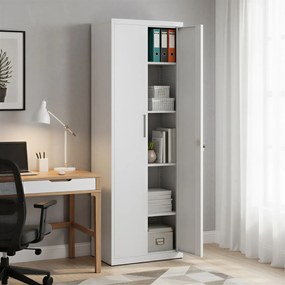 Armário arquivo escritório com portas duplas e 5 níveis 40 x 60 x 180 cm cinzento