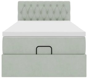 Estrutura de cama otomana com colchão cinza claro Veludo