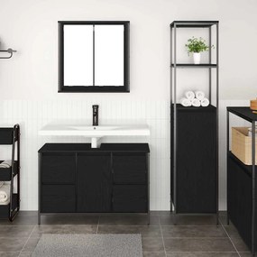 vidaXL Conjunto de Móveis para Banheiro com porta 2 pcs Carvalho preto