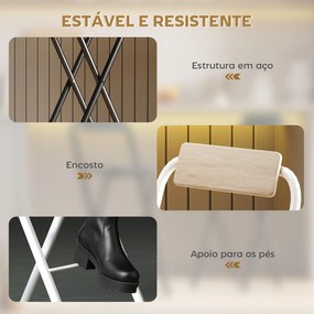 Conjunto de 2 Bancos de Bar Dobráveis Bancos Altos de Cozinha com Encosto Apoio para os Pés 37x45x87 cm Madeira