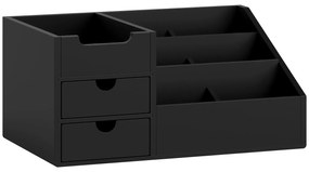 HOMCOM Organizador para Secretária de Bambu Organizador de Mesa de Escritório Multifuncional 33x20,5x15,5 cm Preto