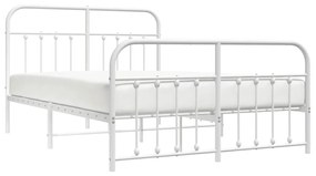 Estrutura de cama com cabeceira e pés 140x190 cm metal branco