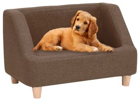 vidaXL Sofá para cães 60x37x39 cm linho castanho