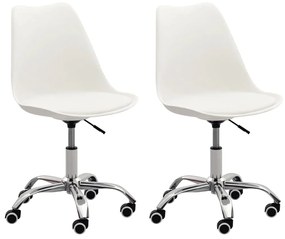 vidaXL Cadeiras de escritório 2 pcs couro artificial branco