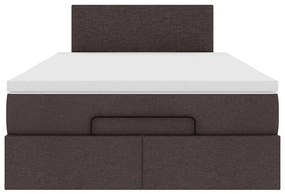 Estrutura de cama otomana com colchão 120x190cm castanho escuro