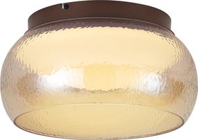 Candeeiro de Teto Art Deco Castanho com Vidro Âmbar Incl. LED Regulável em 3 Níveis - Thimble