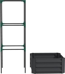 Outsunny Canteiro elevado com treliça, vaso com suporte, fundo aberto, resistente às intempéries, 61 cm x 61 cm x 140 cm, cinza escuro | Aosom Portugal