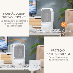 Aquecedor Cerâmico Portátil 2 Níveis de Potência 1000W/2000W com Controle Remoto Temporizador de 12h 3 Modos de Aquecimento e Oscilação de 45° Silenci