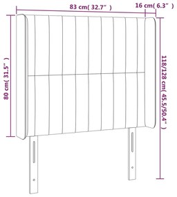 Cabeceira de cama c/ abas veludo 83x16x118/128 cm rosa