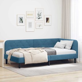 vidaXL Estrutura de Cama de Canto Azul 100 x 200 cm Veludo