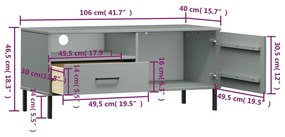 Móvel de TV Lucacho de 106cm em Madeira de Pinho - Cinzento - Design R