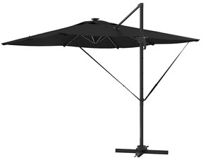 Guarda-Sol Cantilever Roma com LEDs - Preto, 286 x 285 x 270 cm, Alumí