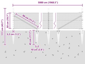 Cerca Hexagonal vidaXL Cinza 0,5x50 m Aço