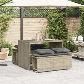 3 pcs conjunto de jantar p/ jardim c/ almofadões cinzento claro