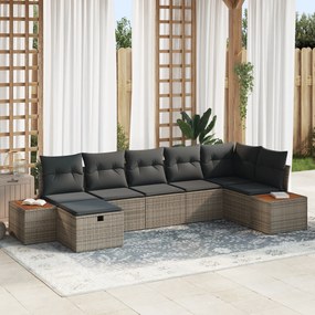 Conjunto de Sofás de Jardim com Almofadas Cinza Rattan Sintético