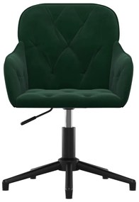 Cadeira de escritório giratória veludo verde-escuro