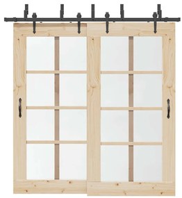 Kit de ferragens para porta deslizante 213,5 cm aço preto